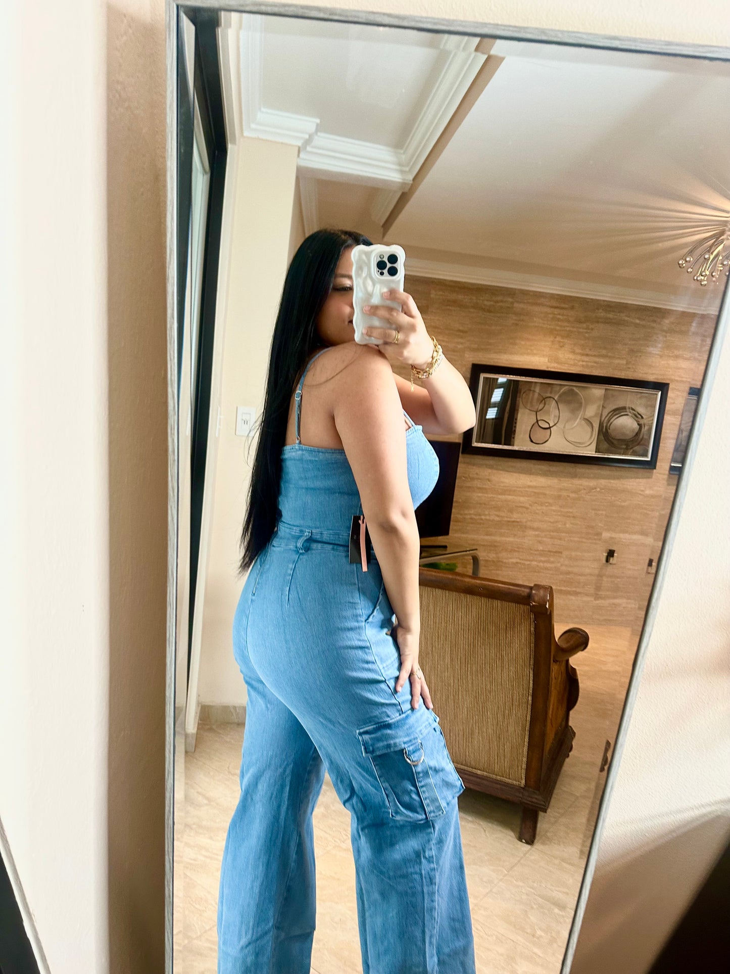 Denim Cargo Jumpsuit